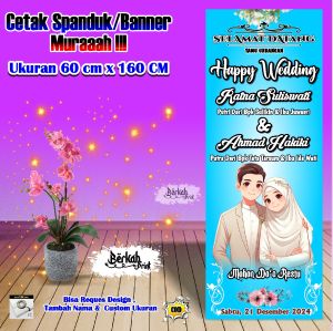Spanduk Banner Wedding I Pernikahan Ukuran 60 cm x 160 cm