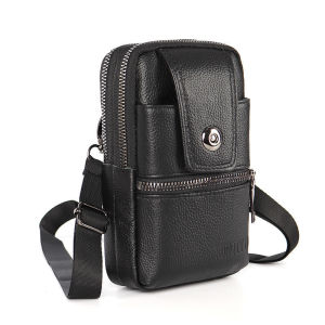 Men Travel Waist Bags Cell Phone Crossbody Purse Phone Holster Case Leather Belt Waist Packs Pouch Small Messenger Bag