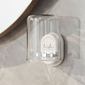 Wall Mounted Toothbrush Holders for BathroomStrong Self Adhesive Tooth Brush Holder with Cup Toothbrush Heads Organizer