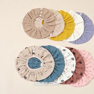 Cotton Bib 4-layer Cartoon/Solid Color Baby Feeding Towel Comfortable Saliva Towel Newborns Burping Cloth for Boy Girls