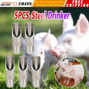【5PCS Steel Drinker】Pig Thicken Stainless steel Automatic Nipple Drinking Animals Drinking Instrument Waterer Feeder Farm Equipment Pig Nipple Drinker 1/2" Stainless Steel Automatic Pig Nipple Water Drinker for Sows Piglets Drinking Automatic Pig Drinker