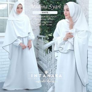 MADINA SYARI/Gamis Set Hijab Wanita Dewasa lebaran 2025 viral kekinian simple elegan bahan crinkle