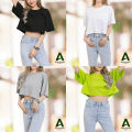 เสื้อครอป Cotton100% สีพื้น Oversize เสื้อครอปทรงโอเวอร์ไซส์ เอวลอย สไตล์เกาหลี เสื้อครอปท็อป เสื้อครอปสีขาว. 