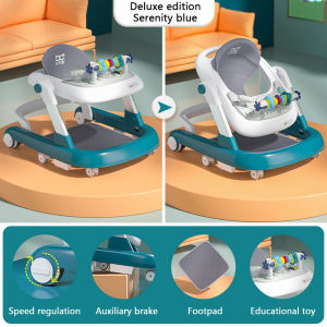 (Free foot pads and music toys) 2in1 baby walker height adjustable speed adjustable high quality