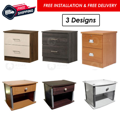 Furniture Amart Wooden Bed Side Table with Drawers Oak Maple wenge