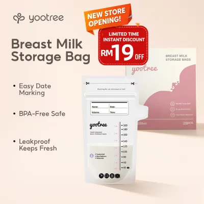 yootree 100 PCS 200ml Breast Milk Storage Bags Double Ziplock BPA Free Breast Milk Storage Freezer Bags