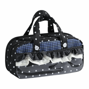 GURUNGMANI Polka Dot Print Pencil Case Multi-Layer Ruffle Lace Trim Pen Bag Kawaii Handheld Stationery Pouch Students