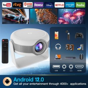 T269Pro Mini Portable Projector 1080P 4K HD Projector Android 12 Smart TV Projector Wifi Bluetooth Outdoor Home Theater