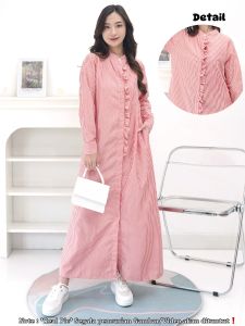 Gamis Stripe 1165/Dress Panjang Muslim/Midi dress stripe/Siska Ruffle Maxi