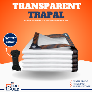 Clear PVC Tarpaulin Cover with Eyelets Outdoor Canopy Cloth Heavy Duty Thick Transparent Trapal Waterproof With Rope