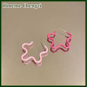 Hmeme Vintage Gradient Flower Hoop Earrings For Women Trendy Metal Irregular Drip Oil Earrings Jewelry Birthday Gifts