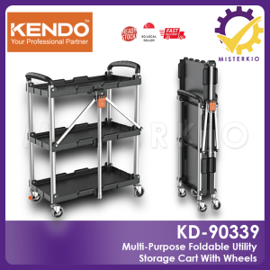 KENDO Multi-Purpose Foldable Trolley Cart Utility Storage Cart With Wheels  Rolling Home Organiser Shelving Unit