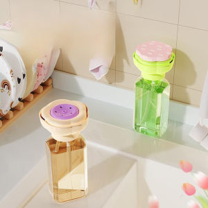 Flower dishwashing detergent press household kitchen dishwashing liquid press cleaning agent sponge wipe press liquid outlet