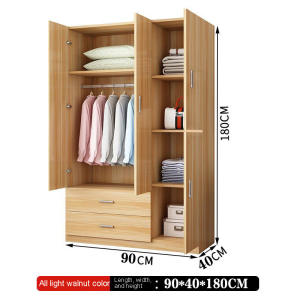 Alivia Wooden two drawer wardrobe Simple assembled wardrobe Bedroom hanging wardrobe
