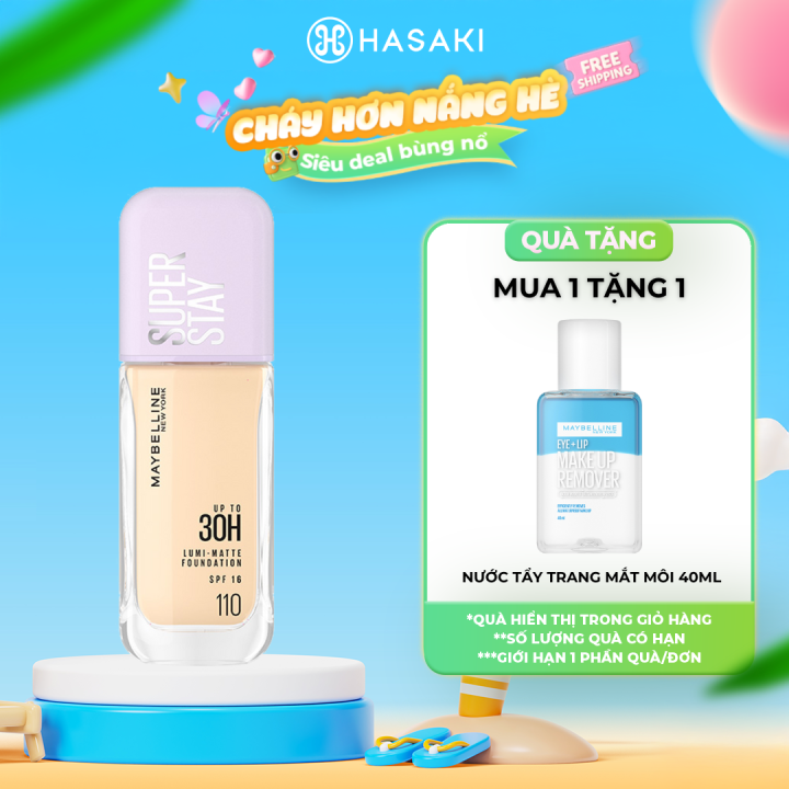 [MUA LÀ CÓ QUÀ] Kem Nền Maybelline Bắt Sáng Che Phủ Siêu Nhẹ 35ml Superstay Up To 30H Lumi-Matte Foundation SPF16 PA+++ Hasaki Sản Phẩm Chính Hãng