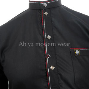 Gamis Pria Hitam Variasi List Merah Terbaru