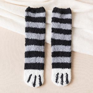 Coral Fleece Socks For Women Sleeping Cute Cat Paw Socks Thick Warm Sweet Floor Socks For Couple