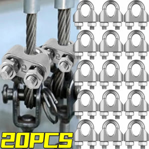 Dizoey 20/1Pcs U-Bolt Type Wire Rope Clip U-Shaped Cable Clamp Stainless Steel Wire Rope Fix Clips 3/5mm Clamp Bolt Cable Sleeve Sling Fastener