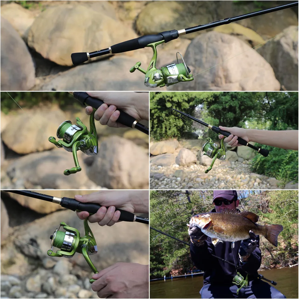 Fishing Rod Reel Set Carbon Spinning Rods 5.2:1 Gear Ratio Spinning Fishing  Reels with Gifts Fishing Line Accessories