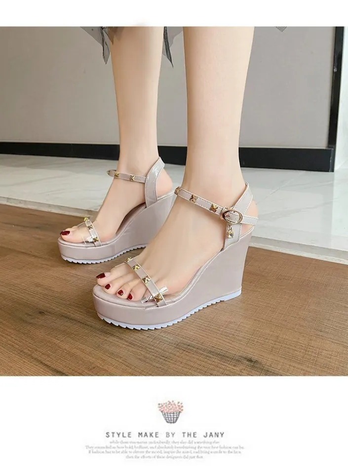 Wedge Sandals Women's Summer New Korean Versatile Waterproof Platform High  Heels Buckle Strap Exposed Toe