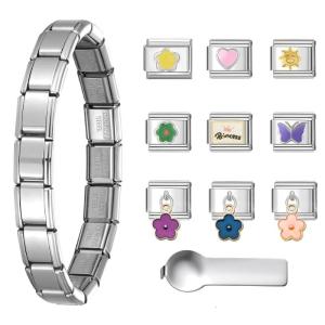 Italian Charm Link Bracelet Making Part Module Accessaries Stainless Steel Texture Bracelet Making Supplies