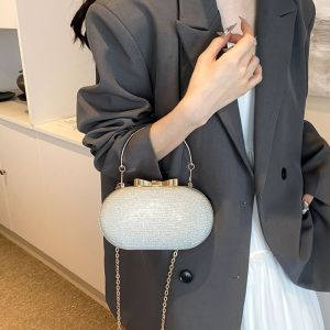 FGJEB โบว์หัวเข็มขัด กระเป๋างานเลี้ยงตอนเย็น พลอยเทียมเทียม กลิตเตอร์ กระเป๋าถือแบบกล่อง มินิมินิ กระเป๋าสำหรับข้อมือ กระเป๋าคลัทช์สตรี ปาร์ตี้งานปาร์ตี้