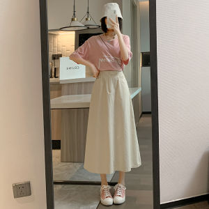 Ammin 2024 váy eo cao co giãn Mùa Xuân/Mùa Hè váy chữ A màu xanh lá cây bơ giảm tuổi làm thon eo phiên bản Hàn Quốc váy váy xòe hàng hóa trung bình cho nữ