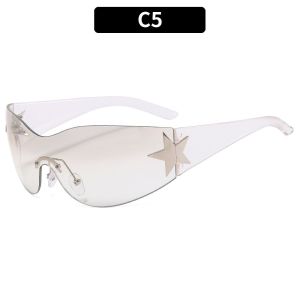 YIYIUR One Piece Oversized Punk Goggle Rimless Y2K Sunglasses for Women Men Sports Sun Glasses Shades Wrap Around