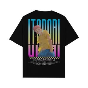 CallOut | Kaos Anime Jujutsu Kaisen Karakter Itadori Sablon Reflektif Rainbow Bahan Cotton Combed 24s High Quality