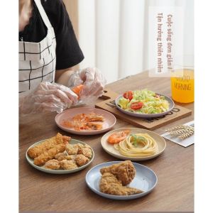 Combo 5 Dĩa Lúa Mì Tròn Nhỏ Với 5 Màu Xinh Xắn Bền Đẹp Thân Thiện Với Môi Trường -SOHANEI FAM -Đĩa Lúa Mì Đĩa Lúa Mạch Wheat Plates