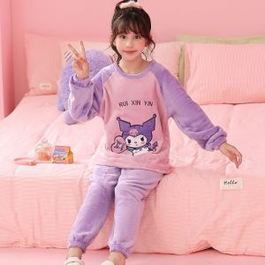 Christmas gifts Halloween Anime Hello Kitty Girls Clothe Sanrio New Winter Kid Kuromi Kawaii Cartoon Warm T Shirt Thicken Boys Girls Comfort Home Clothes
