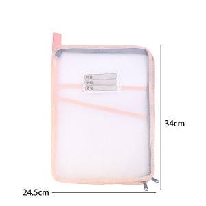 A4 Stationery Storage Bag L-Shaped Large Opening Double-Layer Mesh Zipper Subject Classification Bag Large-Capacity Mesh File Bag School Office Supplies