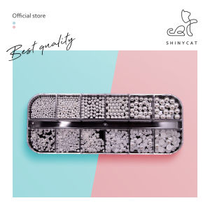 Hiasan Kuku Nail Art Charm Mix Ukuran Pearl Round & Half Mutiara Hiasan Kuku