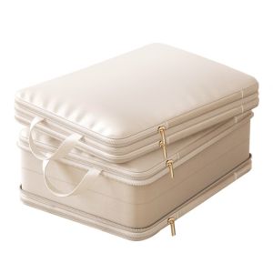 SECRETE AMBIENT LIGHT78SE0 ซาติน ถุงเก็บผ้านวม ขยายเวลา ความจุขนาดใหญ่ กระเป๋าเก็บเสื้อผ้าและผ้านวม แบบพกพา ระบบบีบอัดตัวเอง ถุงบีบอัด สำหรับตู้