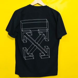 T-Shirt Hitam OFF WHITE CUTE OF Over Size (Graphic Cube) L & XL big size OFF01WH5