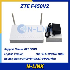 Used ZTE F450 V2 EPON ONU Wi-Fi Modem (1GE+3FE Ports) – ONT/OLT English Firmware Includes Adapter