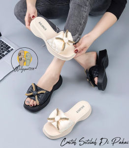 sandal jelly karet korea import motif pita kekinian sendal wedges empuk nyaman di pakai viral
