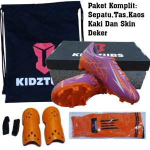 KIDZTUBS Sepatu Bola Anak Paket Komplit Sepatu Bola Tas Skin Deker Kaos Kaki Usia 6-10 Tahun Size 28 29 30 31 32 33 34 35 36 37 KDZ1907010625