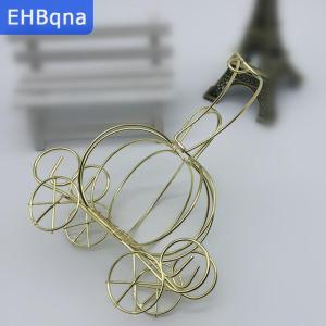 [COD] EHBqna SPORTS Creative pumpkin Carriage Decor กล่องขนมสีทองกล่องฟักทองของขวัญ