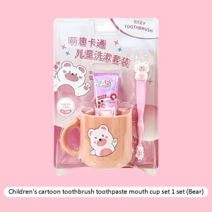 3pcs/Set Baby Baby Cartoon Toothbrush ToothpasteCupThree-Piece SetFruit Flavor Low Fluoride Anti Cavity Toothpa
