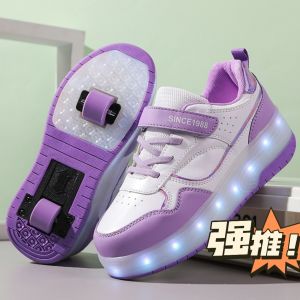 New Style Student Heelys Shoes for Girls Ultra-light Campus Winter Roller Shoes Light-up Stretchable Commuting Gadget for Lazy People