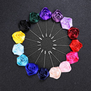 1Pc Korean Classic Mens Handmade Fabric Bag Heart Rose Brooch Multi Color Versatile Banquet Suit Brooches Accessories