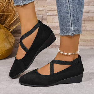 Plus Size Spring New Round-Toe Slip-On Wedge Shoes For Women Loafers Sports Casual Shoes For Women