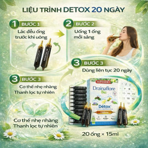 Nước Uống Detox Superdiet Drainaflore Pháp – Thải độc gan thận ruột – Hộp 20 ống - Làm sạch phổi – da: Tăng cường trao đổi oxy làm sáng da từ bên trong  Tăng cường miễn dịch: Cảm thấy khỏe hơn da dẻ hồng hào ngủ ngon