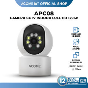 ACOME IOT Camera CCTV APC08 | CCTV Indoor | Full HD 1236P | 3MP | Rotasi 360° | Audio 2 Arah | CCTV With LED Lamp