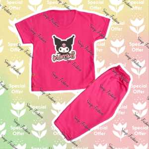 Setelan Kaos Anak Perempuan TREND KARTUN KUROMI UMUR 6 BULAN - 10 TAHUN