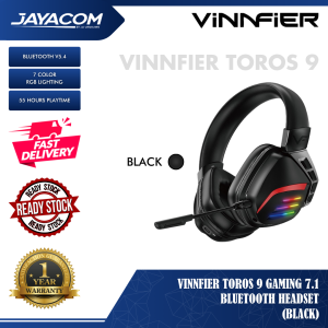 Vinnfier Toros 9 Gaming 7.1 Bluetooth Headset – Black / Yellow (Adjustable & Detachable Microphone / RGB Light Effects)
