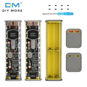 Diymore PD 45W sạc siêu nhanh trong suốt có thể sạc lại trường hợp weldless 8pcs 18650 vỏ pin với đèn dùng ngoài trời