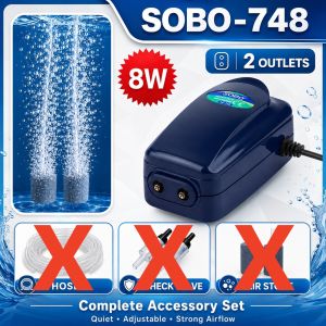 SOBO Aquarium Air Pump Adjustable Ultra Quiet for Fish Tanks with 4 Outlets to Aerate Multiple Tanks at the Same Time