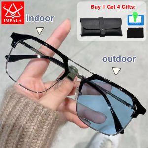 IMPALA FL2068P Fashion Photochromic Computer Glasses for Men and Women Auto Change Color Lens UV400 Anti Blue Light Glasses